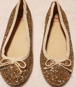 Girls J. Crew Gold Sequined Ballet Flats